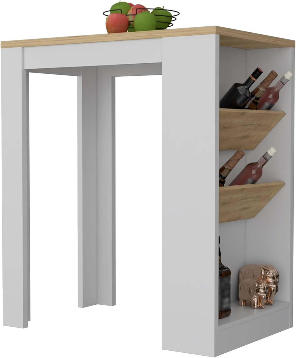 Wine Storage Pedestal Kitchen Island White and Macadamia | Three-tier design ...