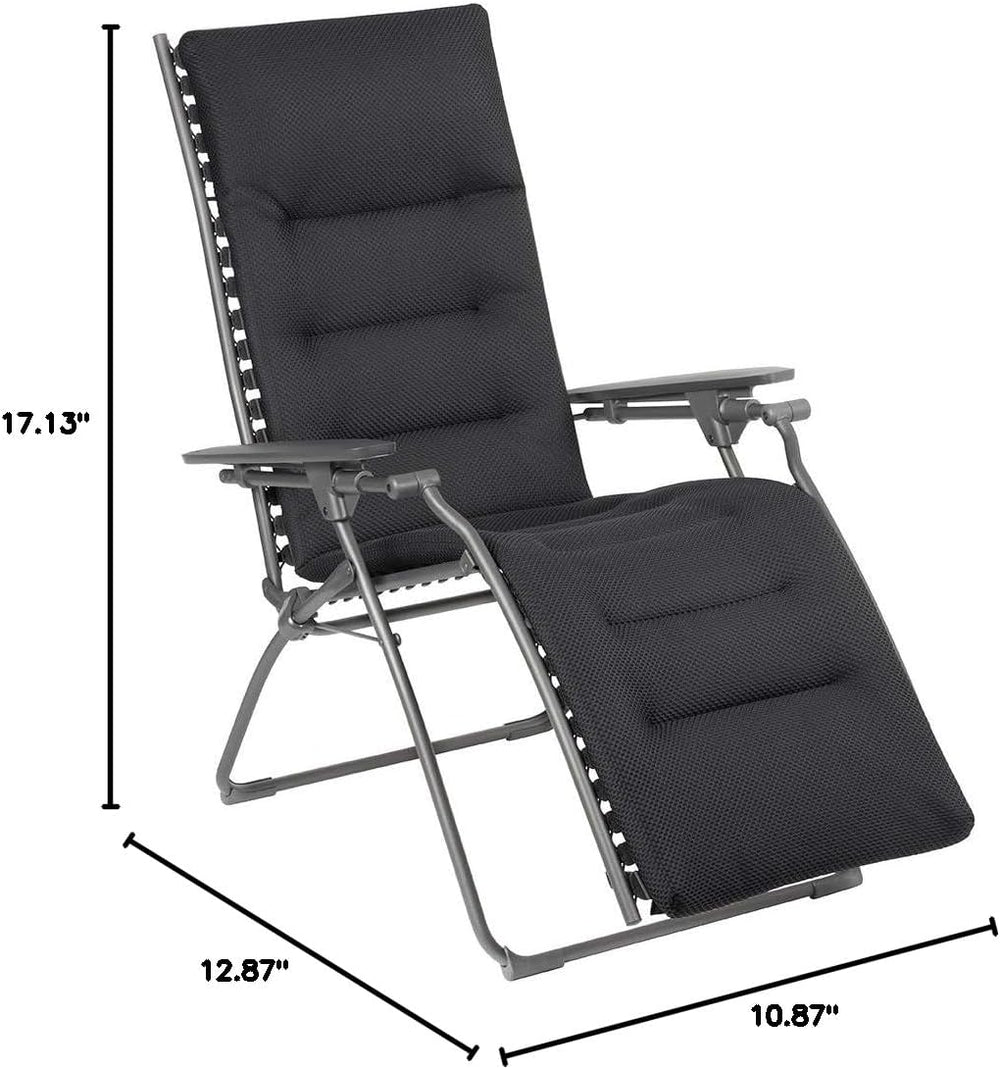 Lafuma Air Comfort Evolution Lounger (Acier, Black) Zero Gravity Reclining Pa...