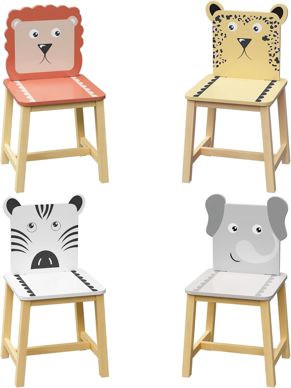 5 Pieces Table and Chair Set, Cartoon Animals Pattern Activity Play Set with ...