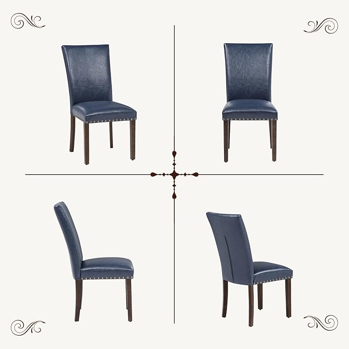 Furniliving Upholstered Dining Chairs Set of 2 - PU Leather Modern Farmhouse ...