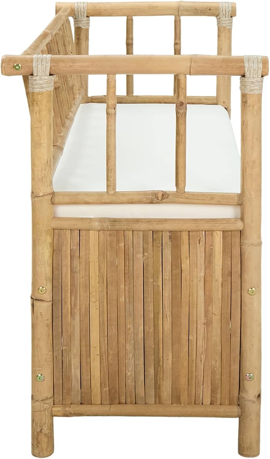 Natural Bamboo Garden Storage Bench with Hidden Compartment, 110 x 47 x 80 cm...