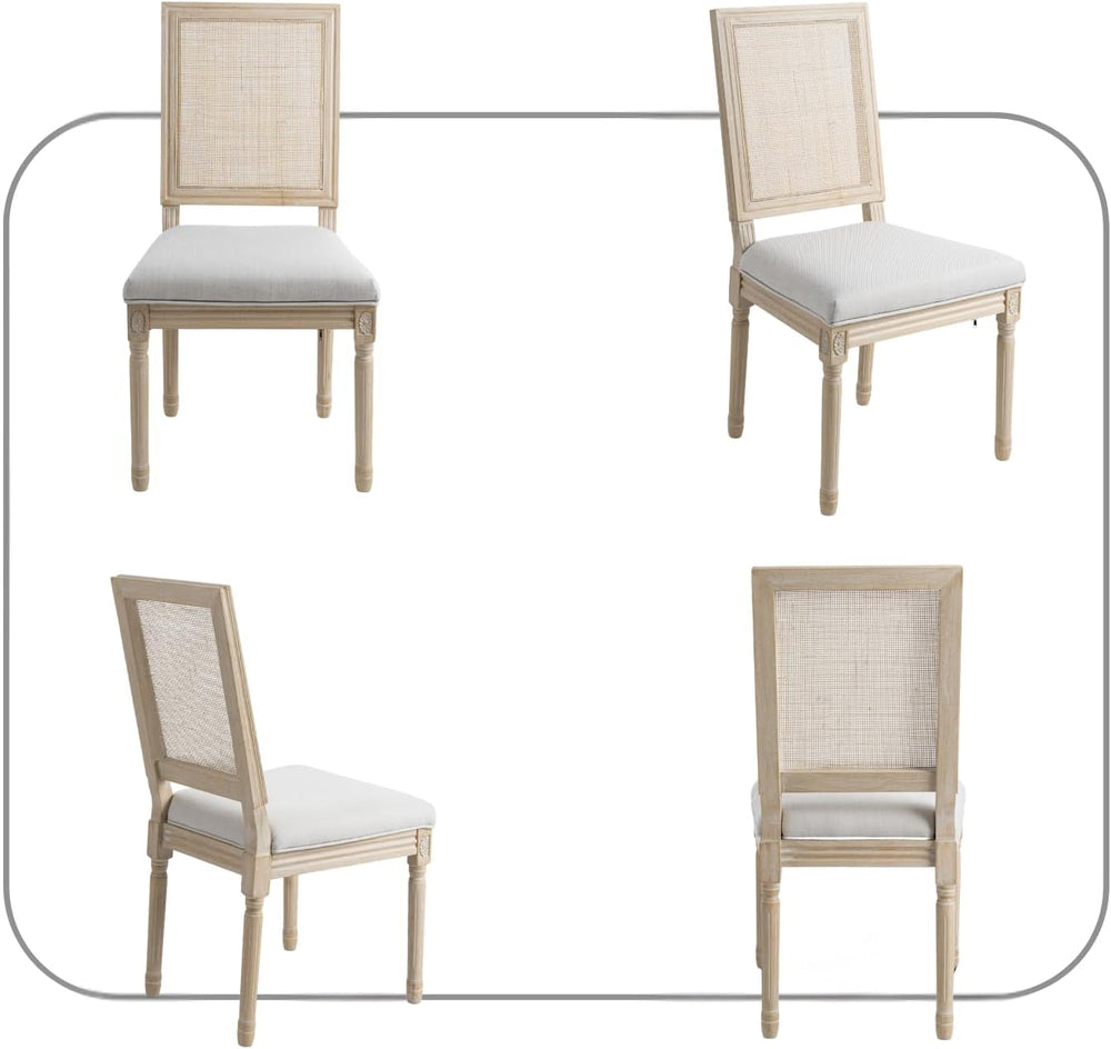 CIMOTA Farmhouse Dining Chairs Set of 8, French Rattan Dining Room Chairs wit...