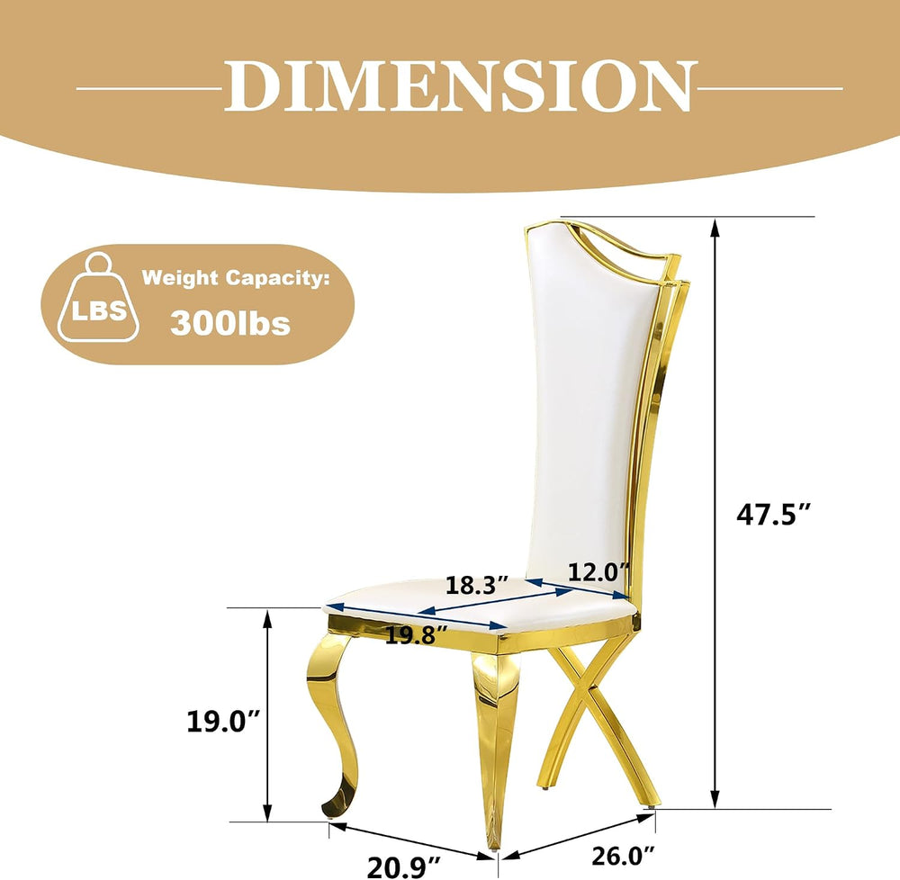 Luxury Dining Chairs Set of 4, Modern White Leather Upholstered Kitchen Chair...