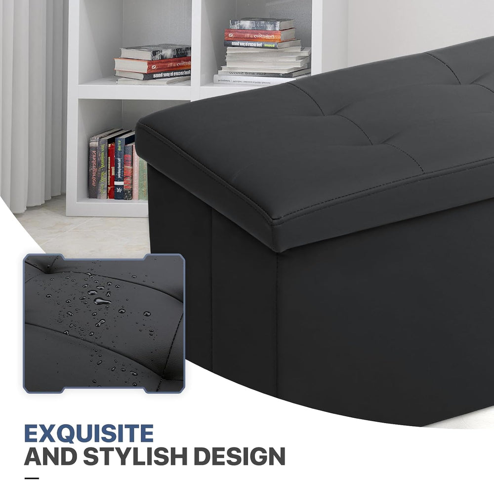 MoNiBloom 30 Inch Storage Ottoman Bench, 24 Gal. Folding Ottoman Footrest, En...