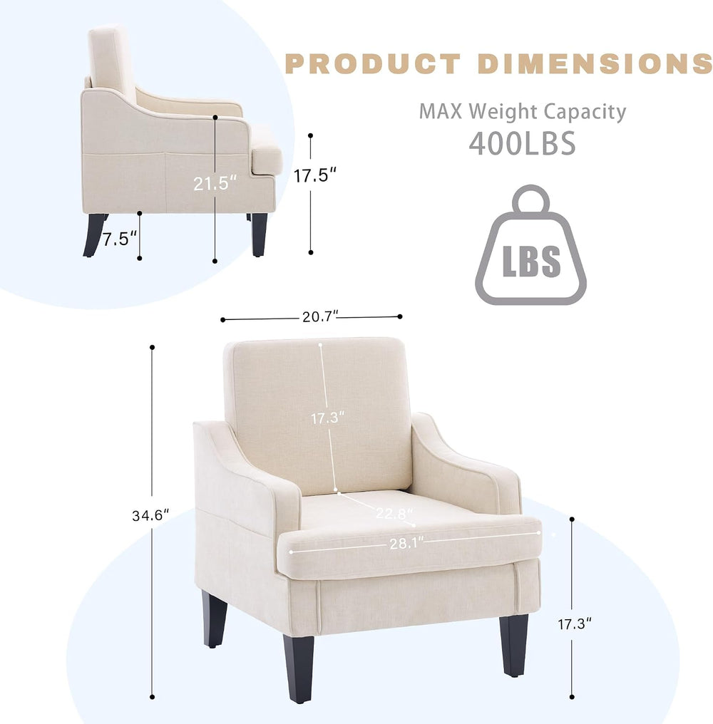 Accent Chair for Living Room,Mid-Century Arm Chair Fabric Living Room Chairs,...