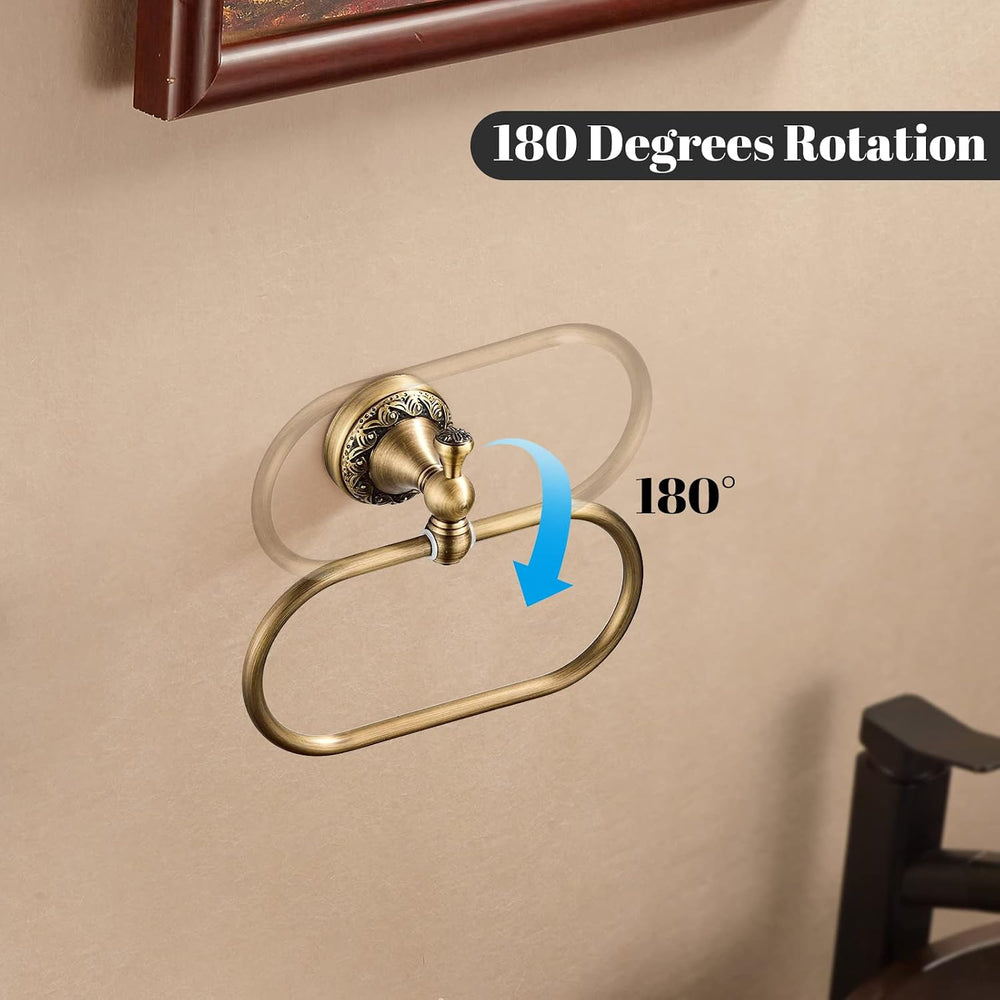 WOLIBEER Antique Brass Toilet Paper Holder, Brass Towel Ring Oval, Hand Towel...