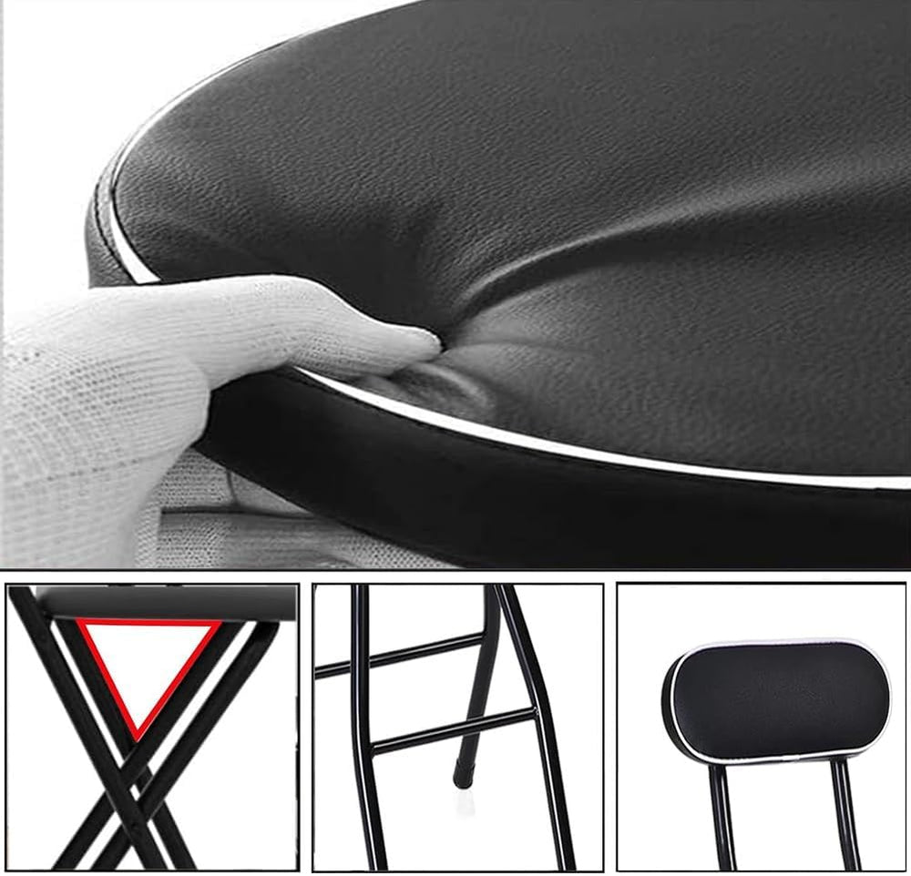 Padded Counter Height Foldable Stool, Folding Bar Stool with Back, Tall Bar F...