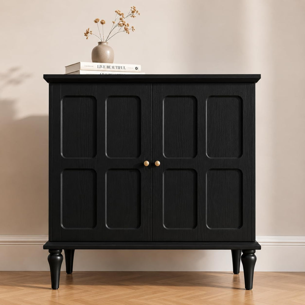 ARTPOWER Black Sideboard Buffet Cabinet with Storage, Mid-Century Modern Stor...