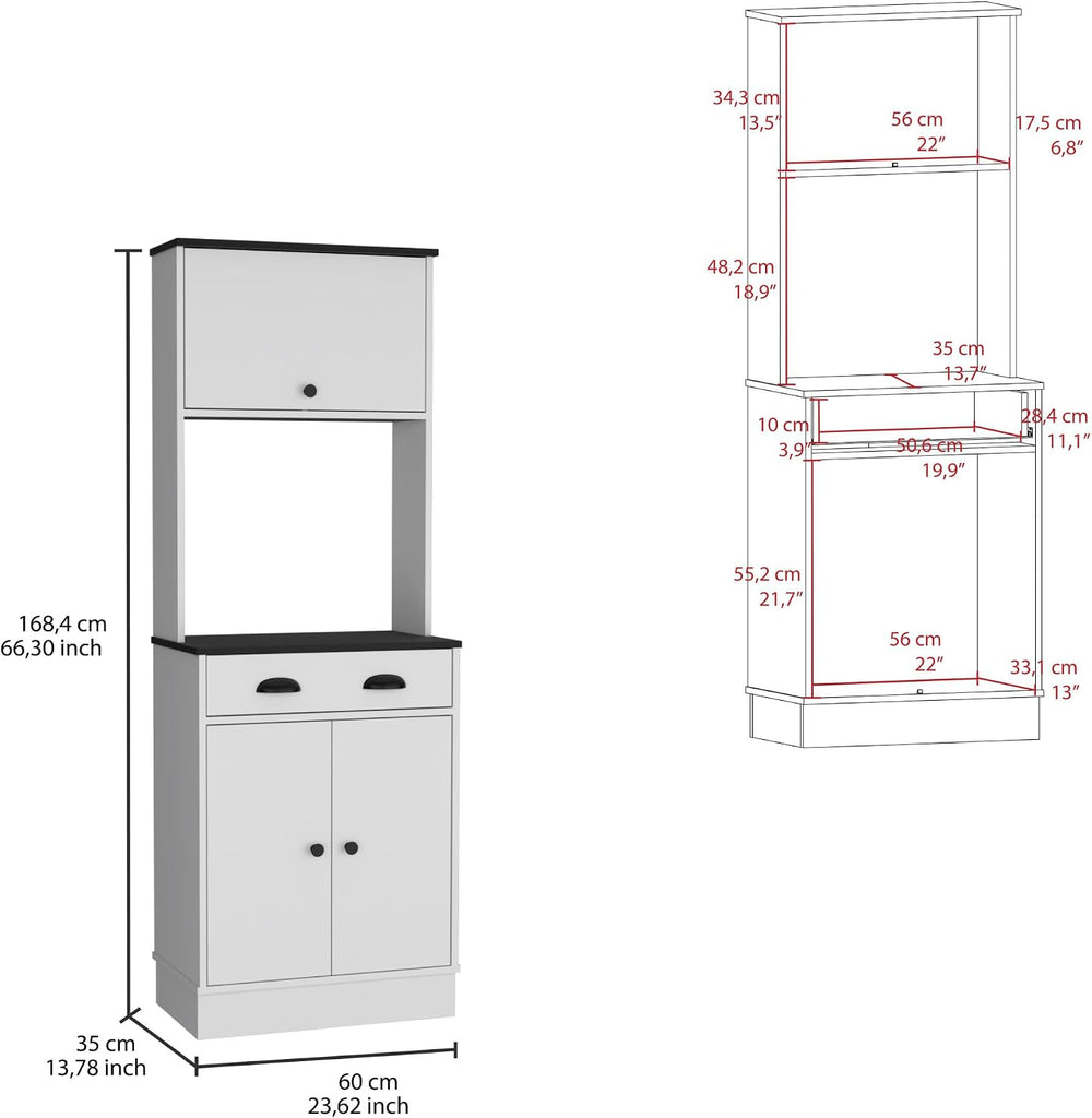 Tampa Kitchen Pantry with Drawer and 2 Cabinets