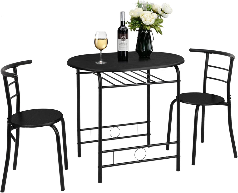 VINGLI 3 Piece Dining Set,Small Kitchen Table Set for 2,Breakfast Table Set,K...