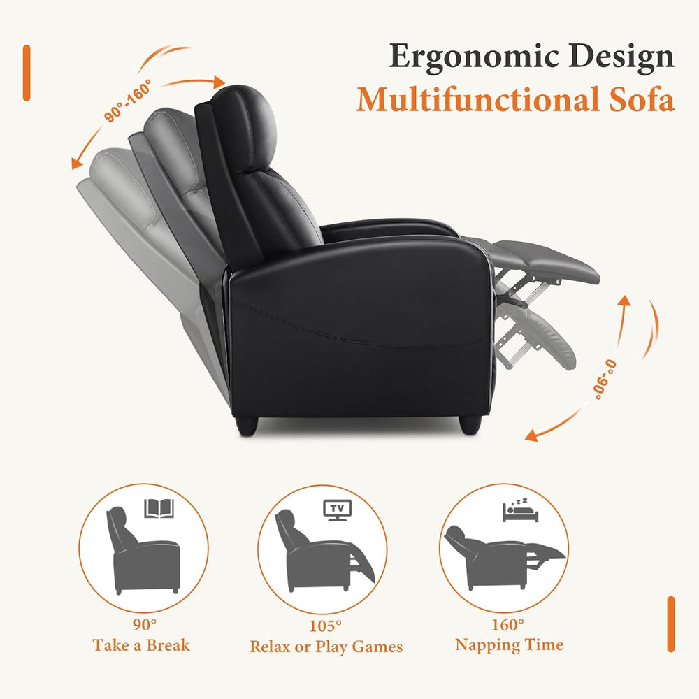Sweetcrispy Recliner Chair PU Leather Recliner Sofa No Massage, Home Theater ...