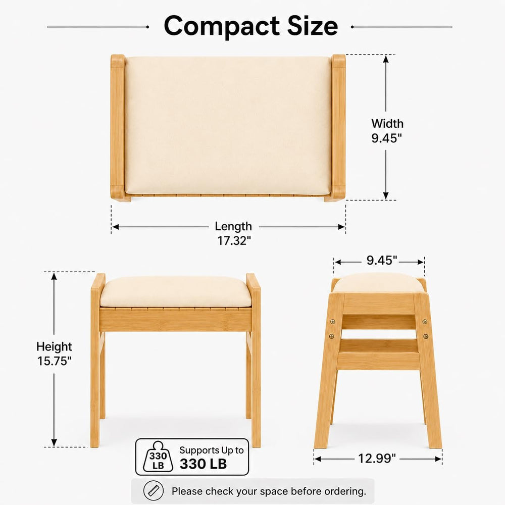 BAMBOOHOMIE Foot Stool Ottoman, Modern Vanity Stool Chair for Makeup with Rem...