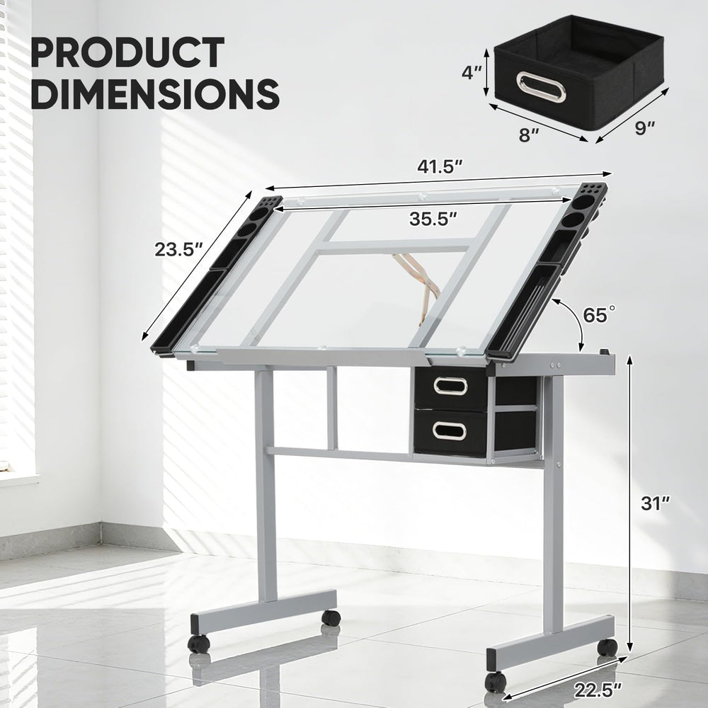 Magshion Drafting Table Adjustable Drawing Table | Art Craft Desk with 0-65° ...
