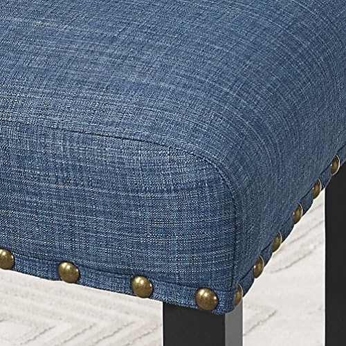 Roundhill Furniture Biony Blue Fabric Dining Chairs with Nailhead Trim, Set of 2
