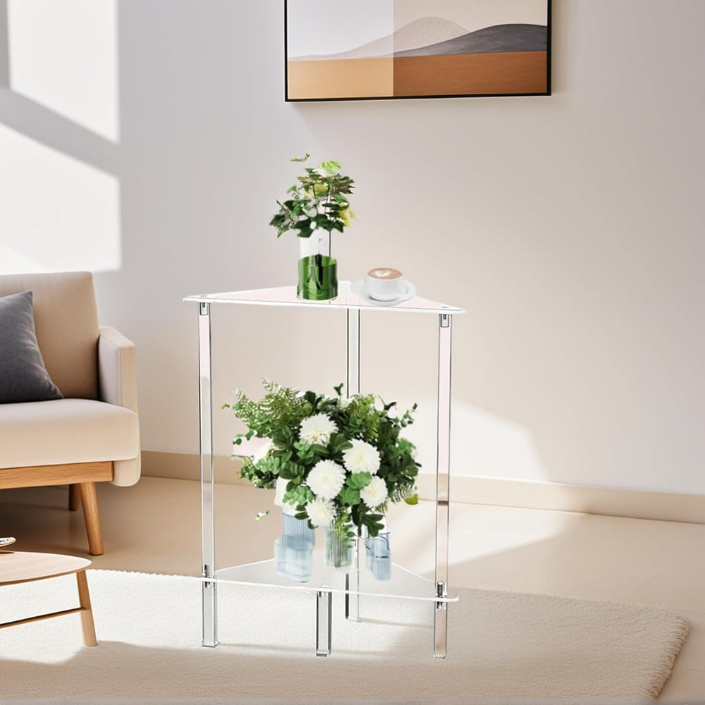 Nightstand Table - Acrylic Transparent Decorative Storage Desk | End Table fo...