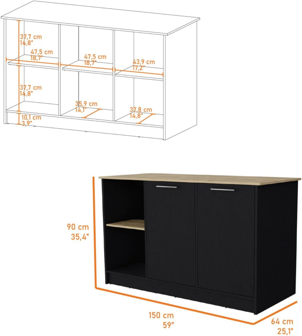 Hassyee Fashionable and Minimalist Style Fixed Kitchen Island, Equipped with ...