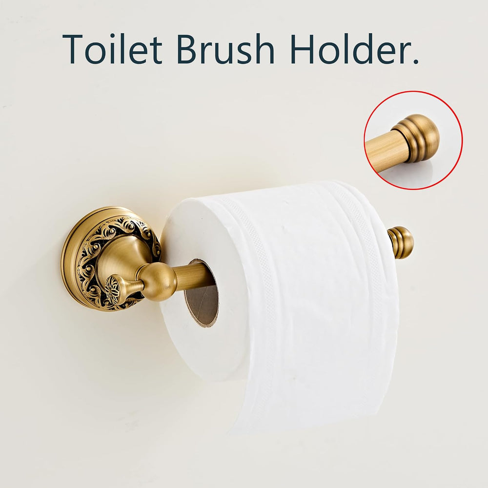 Antique Brass Toilet Paper Holder Towel Ring, Bathroom Hand Towel Holder Wall...
