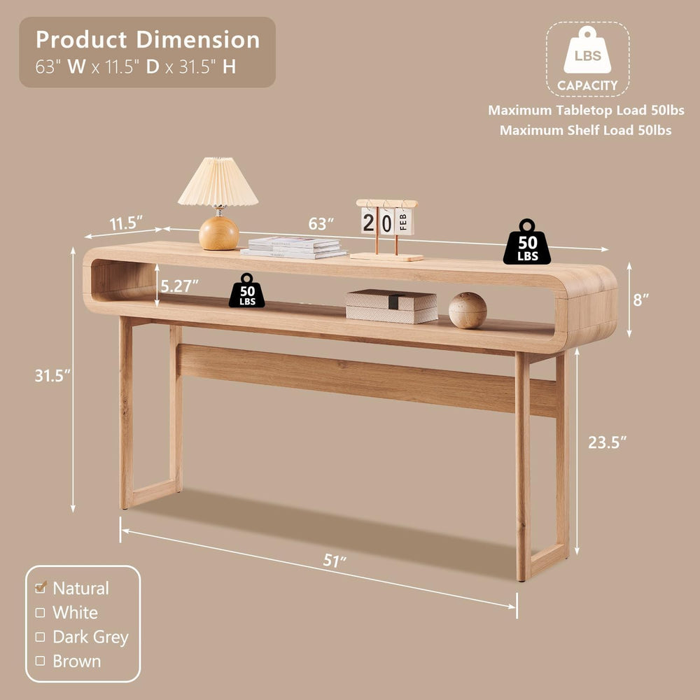 IFGET 63-Inch Long Console Table, 31.5" Tall Modern Entryway Table with ...