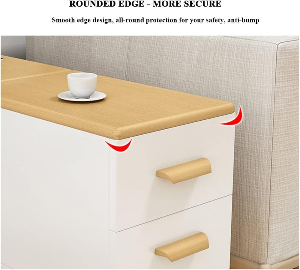 Sofa Side Table with 2 Drawer, Flip Lid Storage Narrow and Long Storage Cabin...
