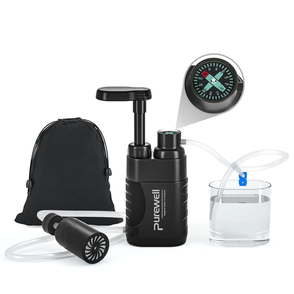 Purewell Water Hand Purifier Pump with Replaceable Carbon 0.01 Micron Water, ...