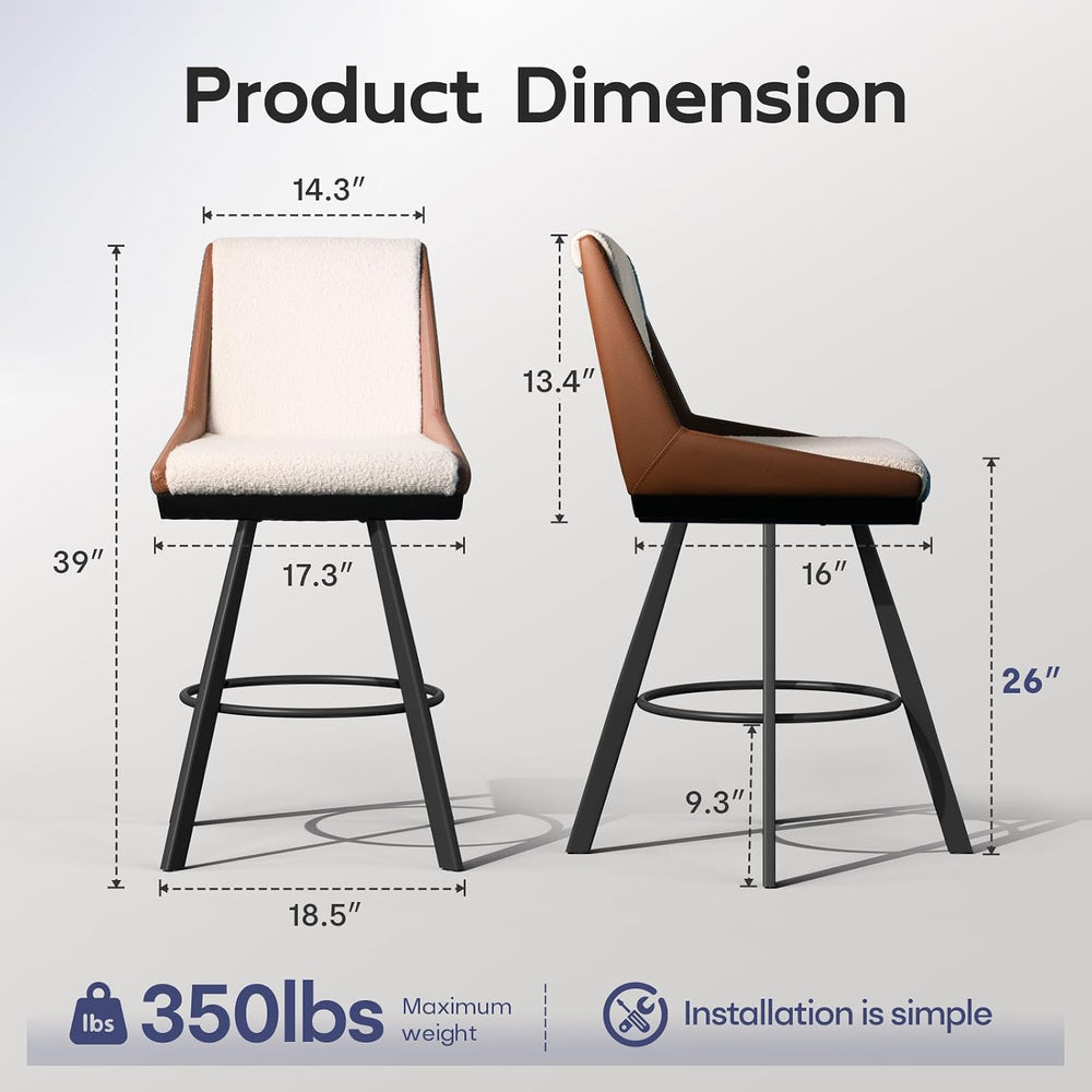 Ollega Counter Height Bar Stools B3213 (White Brown, 26" 4 Pieces)