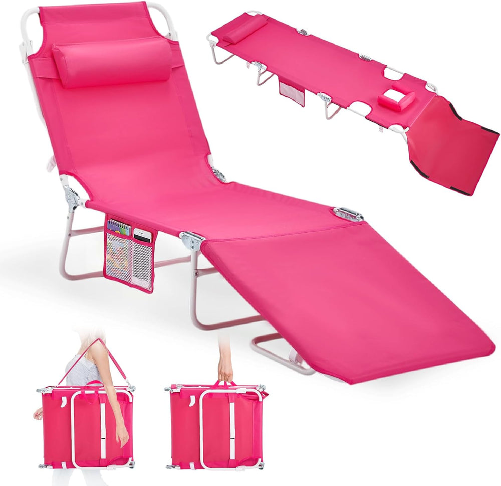 VINGLI Tanning Chair, Beach Lounge Chair with Face Hole, Lounge Chair Outdoor...