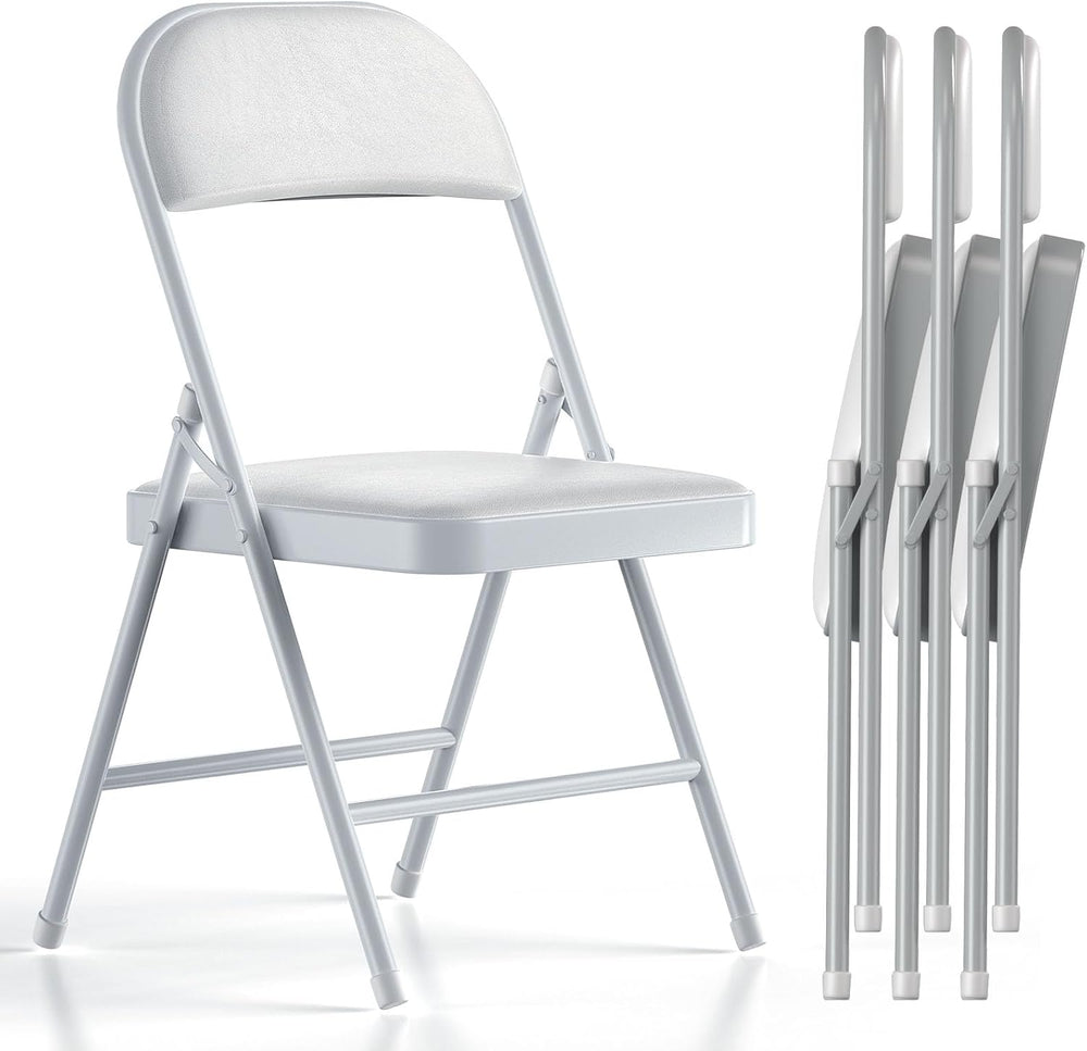 Nazhura Folding Chairs with Padded Vinyl Cushion Chairs with Comfortable Cush...