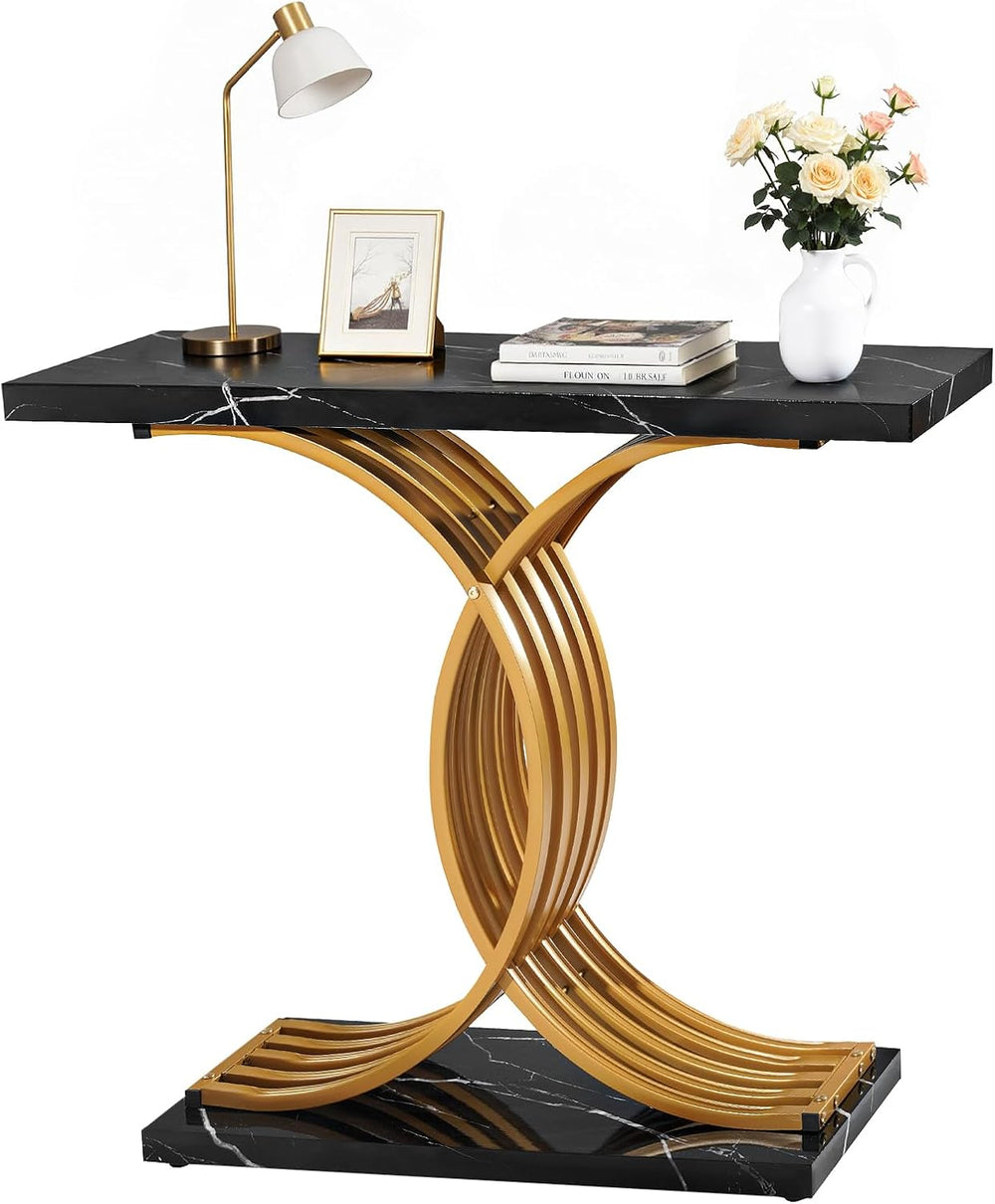 VEVOR 39 in Gold Console Table, Modern Desk Behind The Couch, Wood Rectangle ...