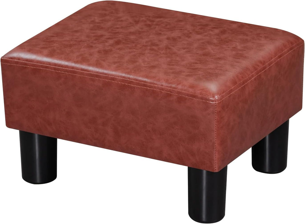 Adeco Leather Foot Stool with Legs, Small Footstool Ottoman, Velet Fabric Sea...