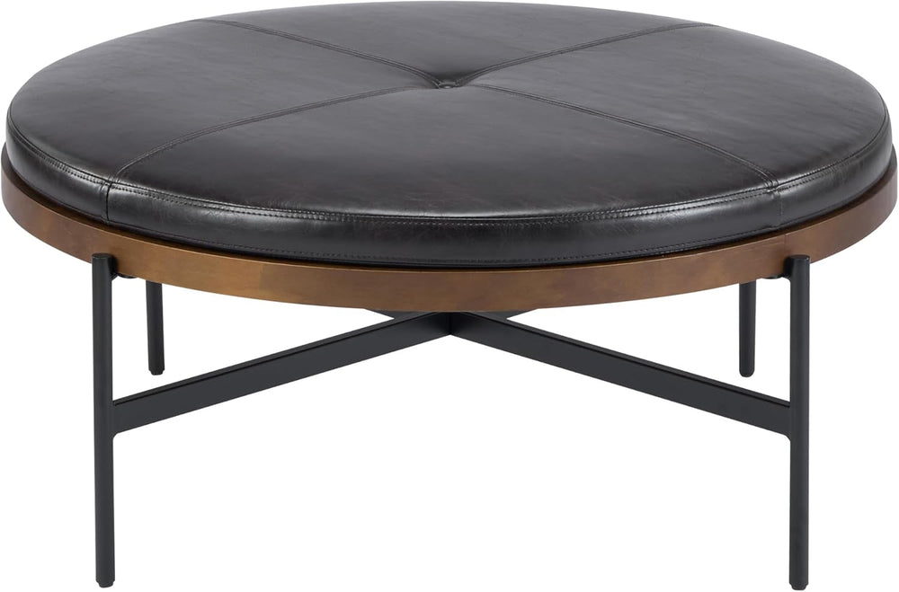 Christopher Knight Home Neapo Modern Round Ottoman Coffee Table, Faux Leather...