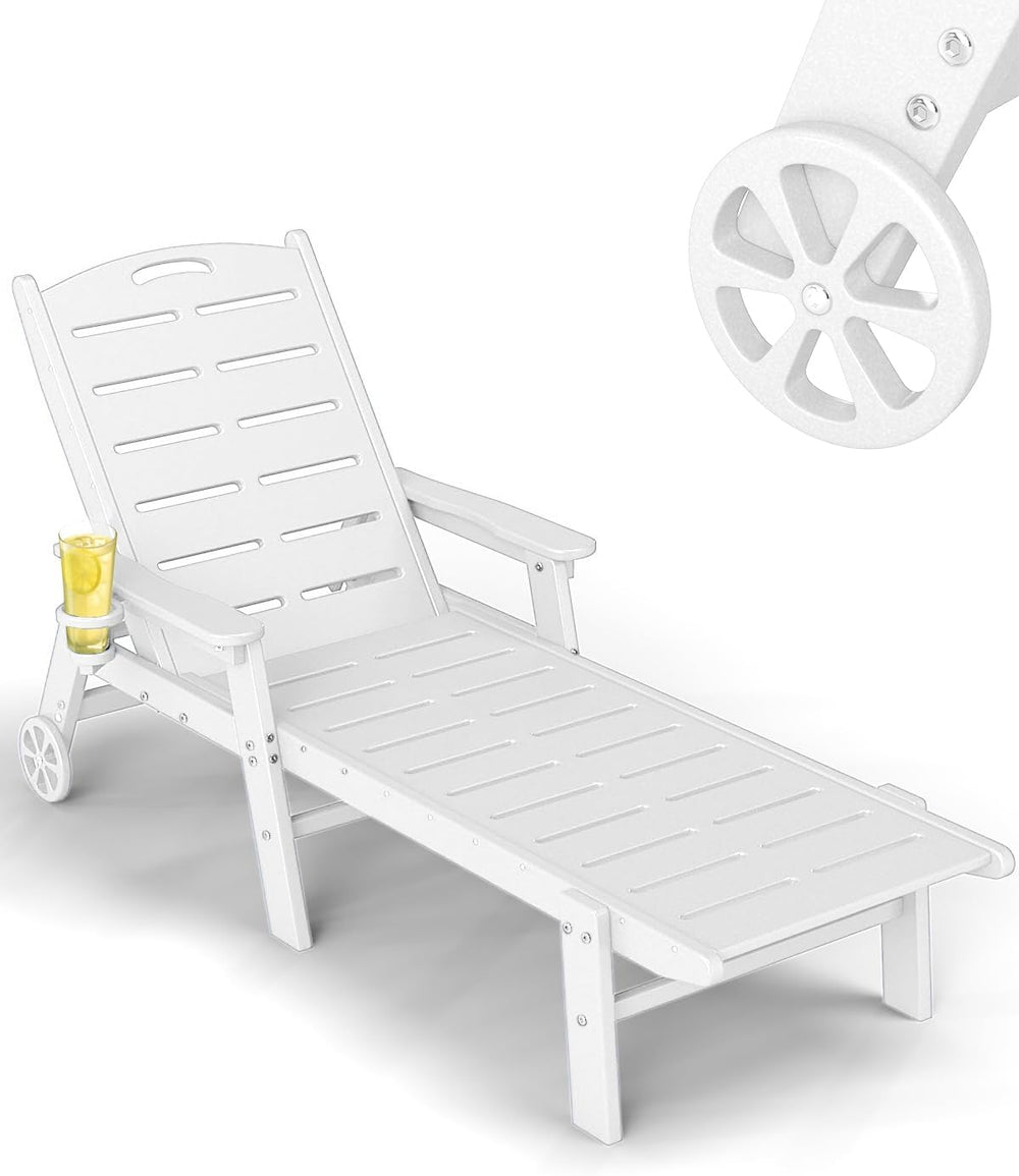 FOOWIN Chaise Lounge Chair, HDPE Lounge Chair Outdoor with 5 Positions, Overs...