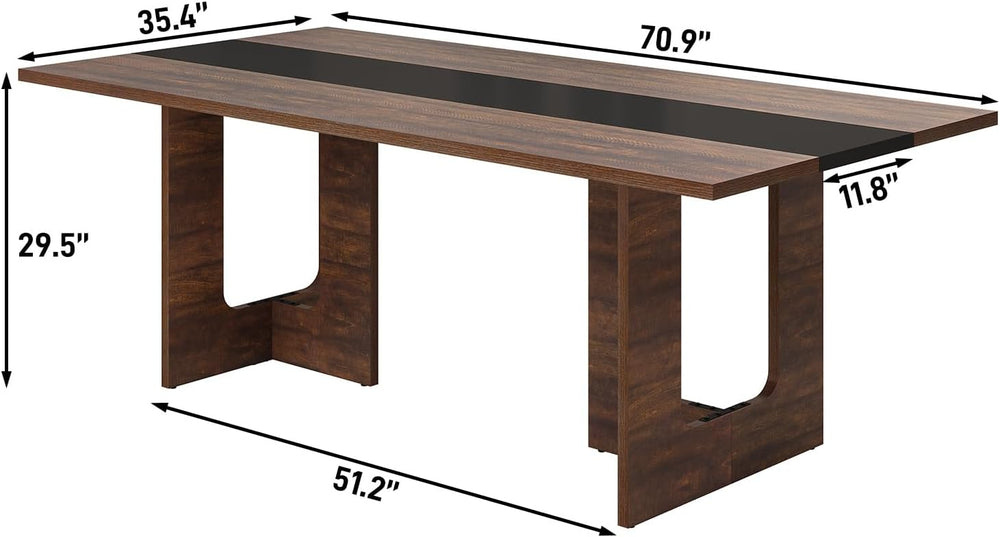 Squireewo 70 INCH Dining Table for 4 6 People, Modern Wooden Dining Table W/T...