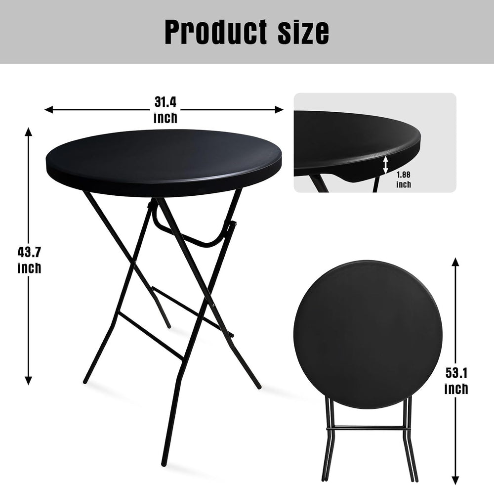 32in Cocktail Table, Folding Round High Top Indoor Outdoor Use, Foldable Bar ...