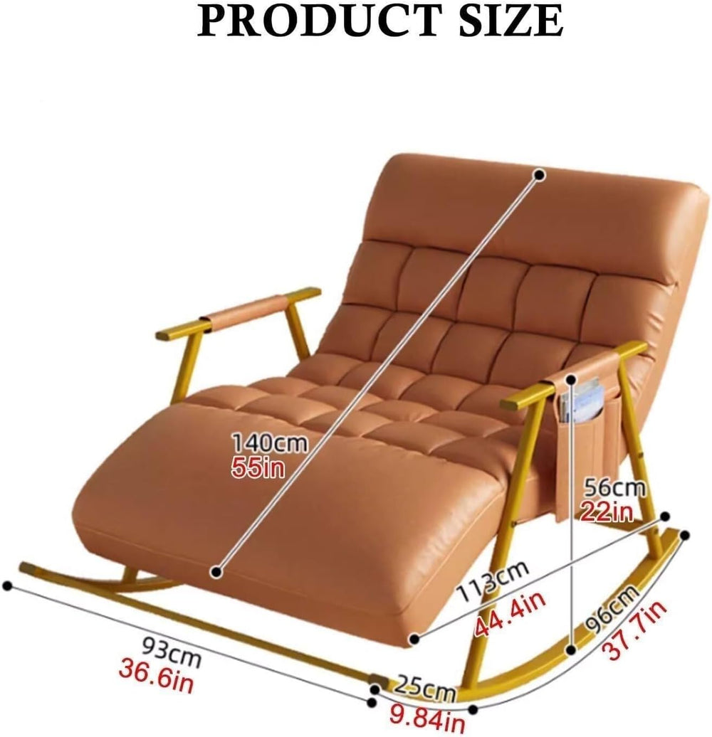 Lazy Sofa Rocking Chair Double Position Glider with Storage Pocket, Soft Cush...