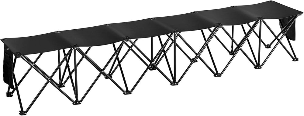 6-Seat Foldable Sports Bench with Side Pockets, Carrying Bag, 600D OxFor Ford...