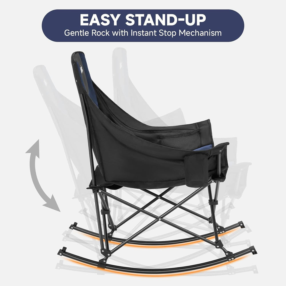 Youtanic Oversized Folding Rocking Camping Chair, Padded Portable Rocking Cha...