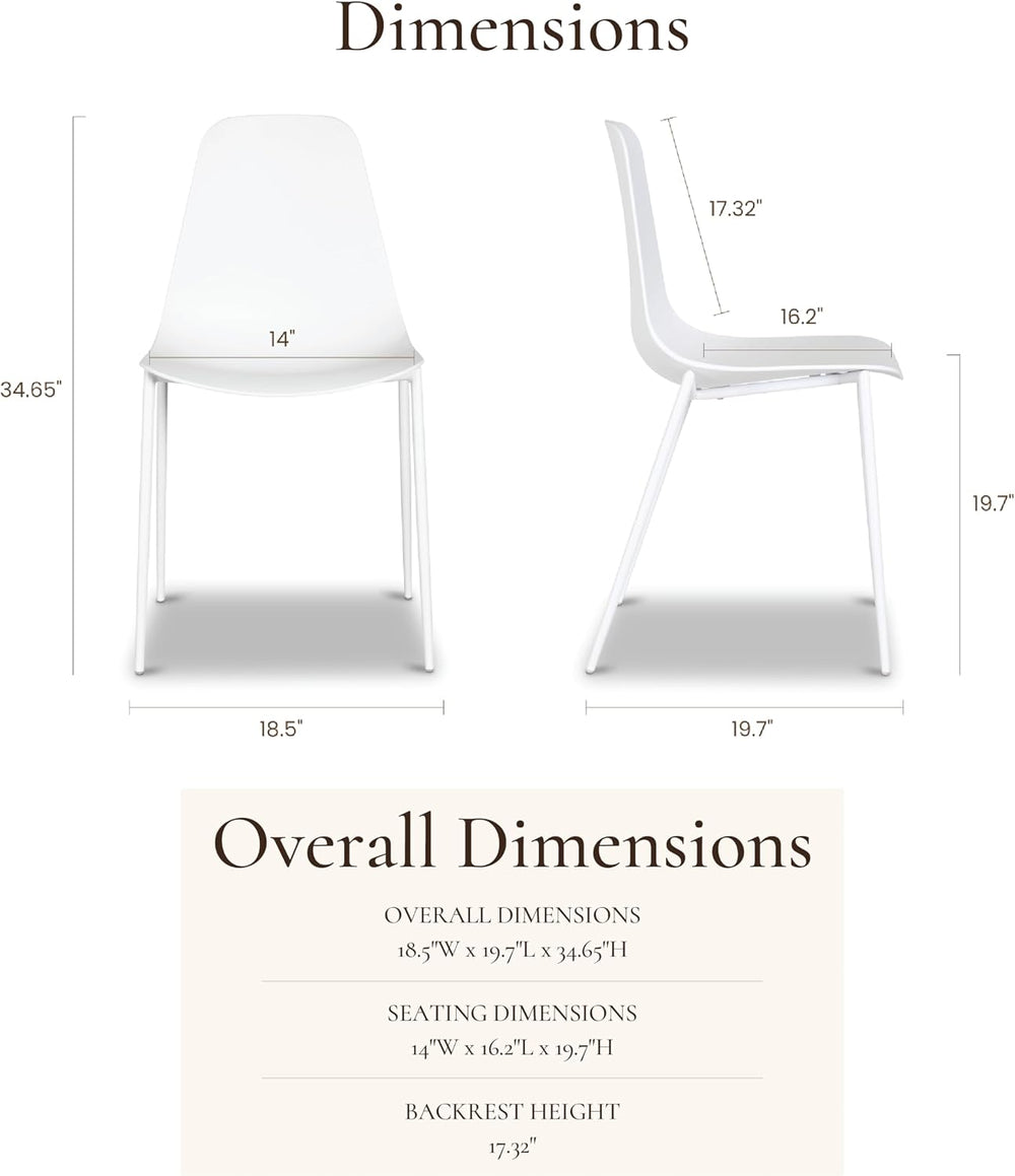 POLY & BARK Isla Modern Dining Chairs Set of 4 – Mid Century Modern Plast...