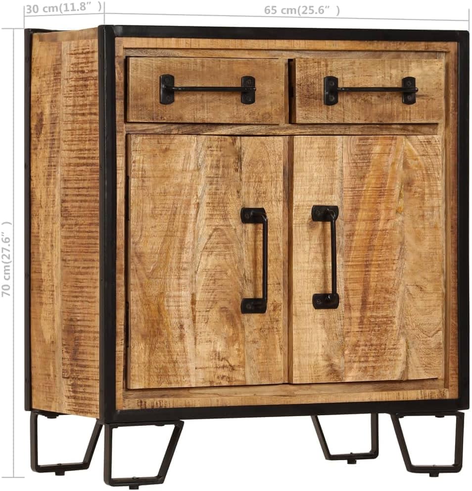 Rustic Solid Mango Wood Sideboard Cabinet 25.6 x 11.8 x 27.6 Inches, Unique G...