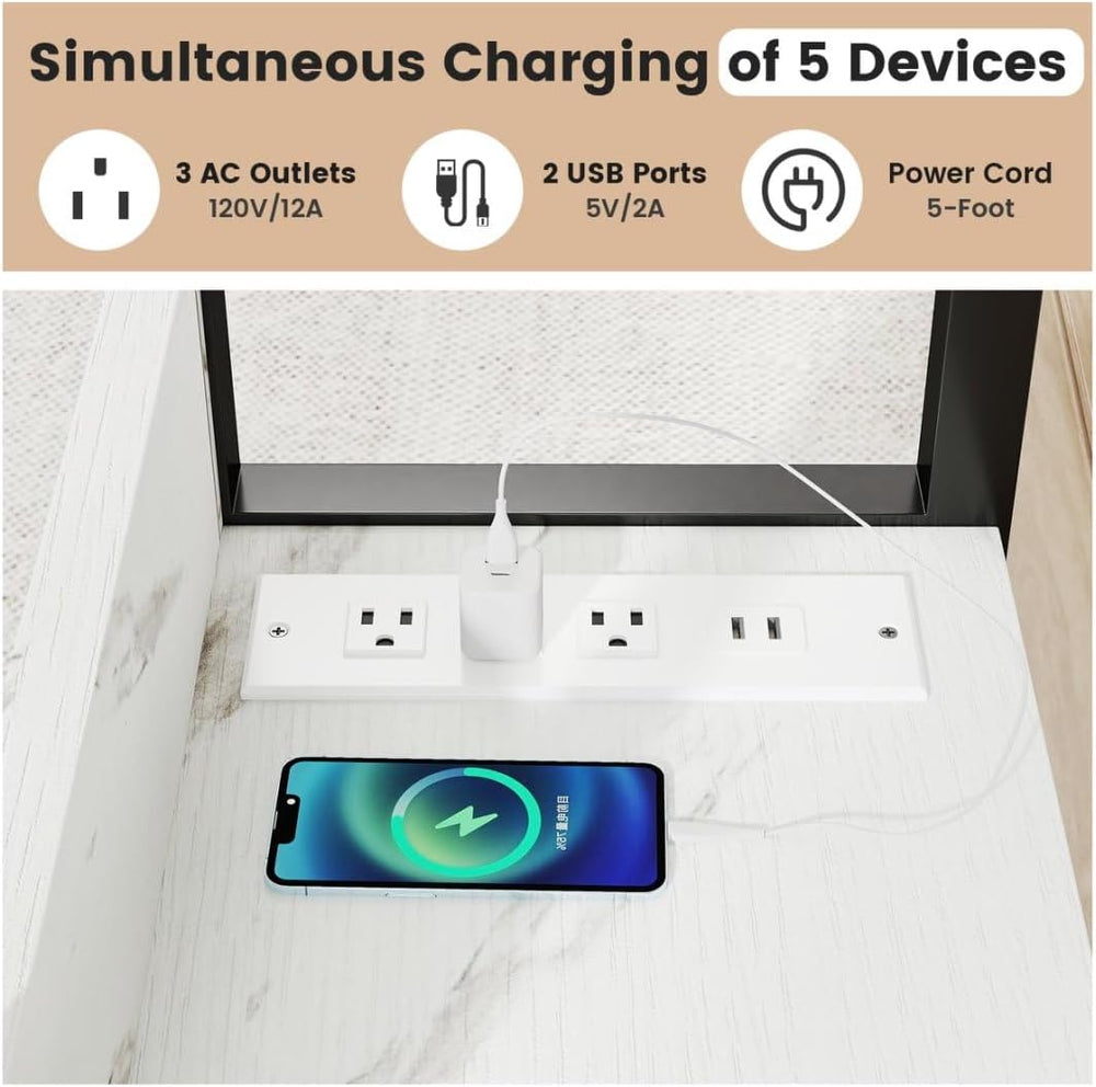 Hadulcet Adjustable C Table with Charging Station, Tiltable Desk C Shaped End...