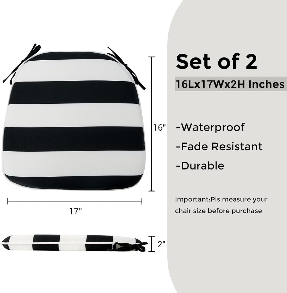 FUNHOME Outdoor Chair Cushions Set of 2,Patio Seat Cushion 17"x16"x...