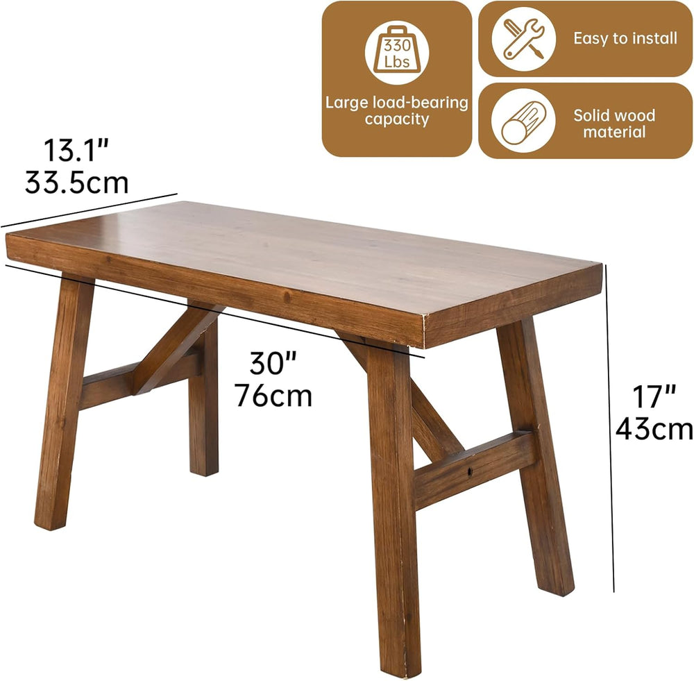 SwallowLiving Handcrafted Solid Wood Bench, 30" - Farmhouse-Style Entryw...