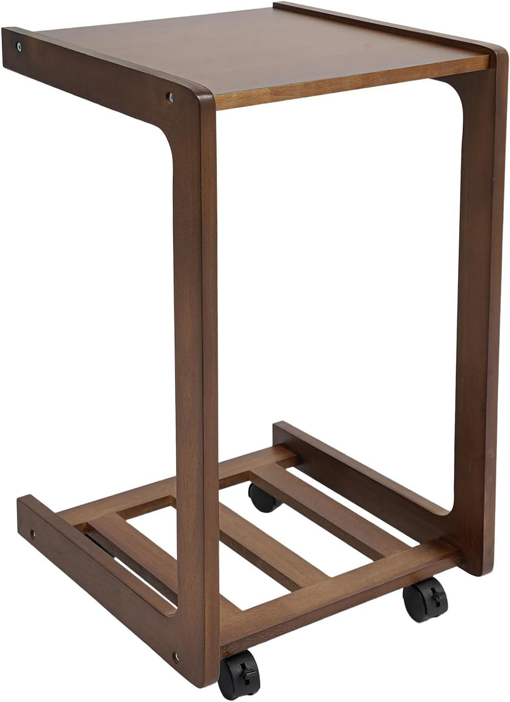 Bacocoo 40cm C Shaped End Table,Natural Wood Color Rubber Wood Small Side Tab...