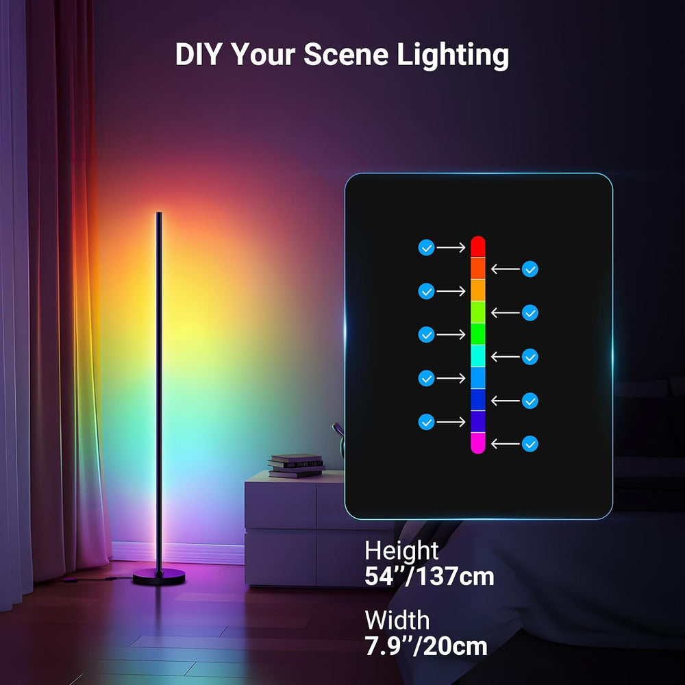 NEEWER NF04 RGB IC W Smart Floor Lamp, 1000lm LED Corner Light Compatible wit...