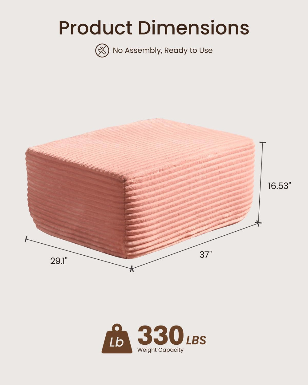 37" Plush Ottoman, Upholstered Cloud Footrest for Couch in a Box,Oversiz...