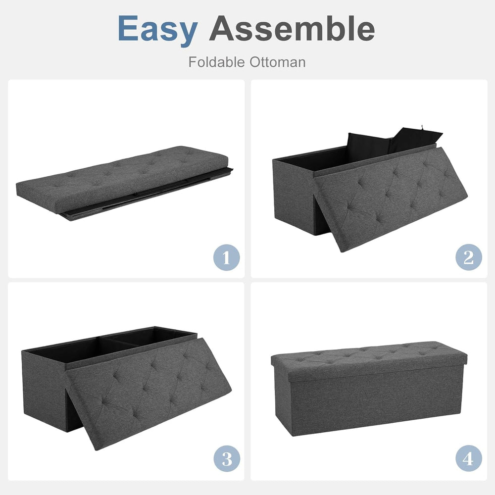 DUMOS 43 Inch Folding Storage Ottoman Bench, Upholstered Ottoman with Storage...