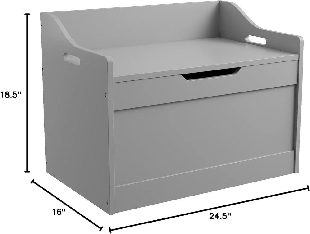 RAAMZO Wood Modern Storage Bench Box Blanket Chest Trunk with Safety Hinged L...