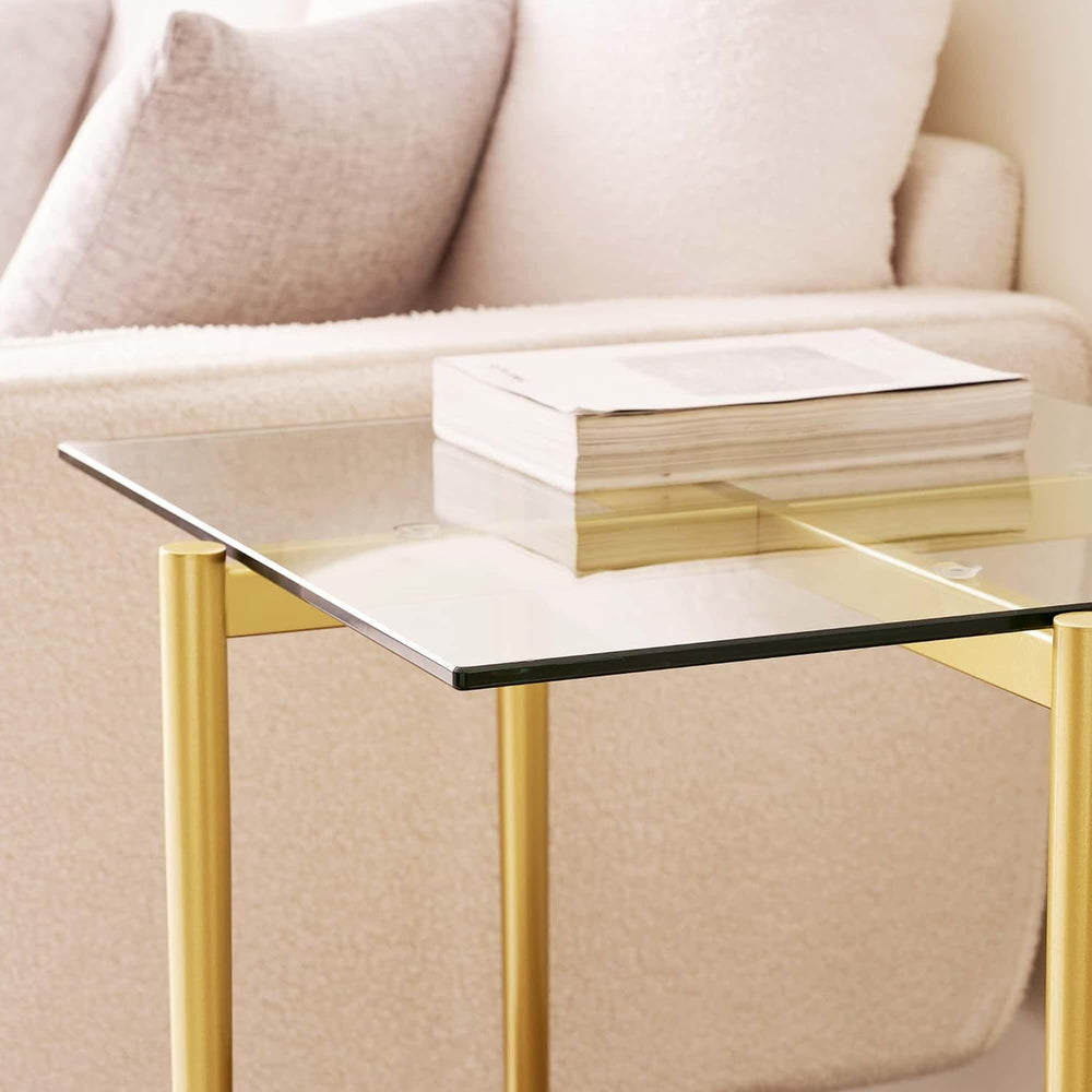 LumFurn Glass End Table, Mid-Century Modern Design Sofa Table, for Living Roo...