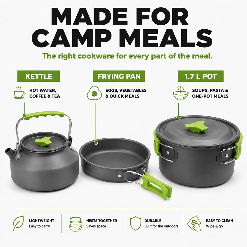 MalloMe Camping Cookware Mess Kit for Backpacking Gear – Camping Cooking Set ...