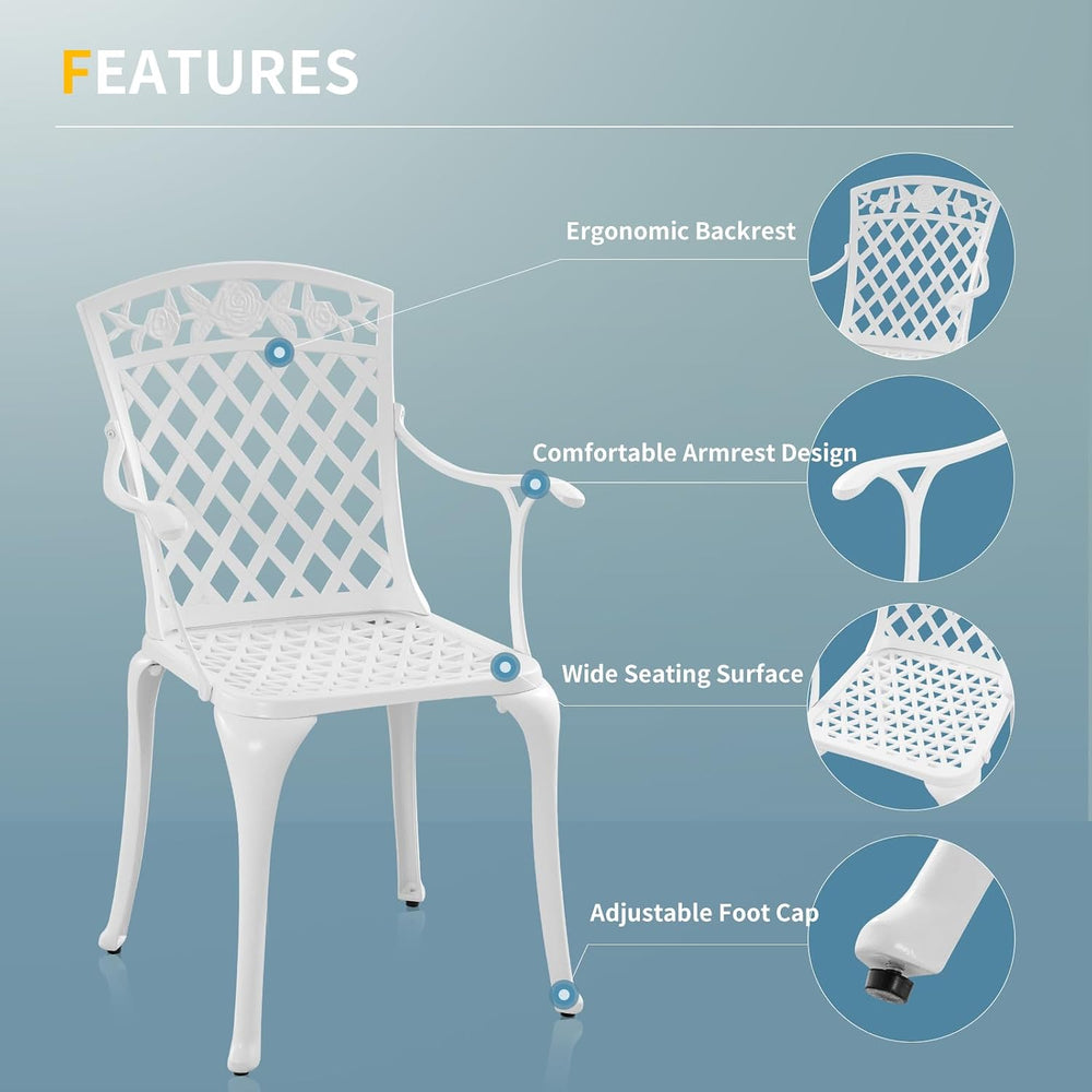 Sturdy Patio Chairs Cast Aluminum Outdoor Dining Chairs with Armrest, Outdoor...