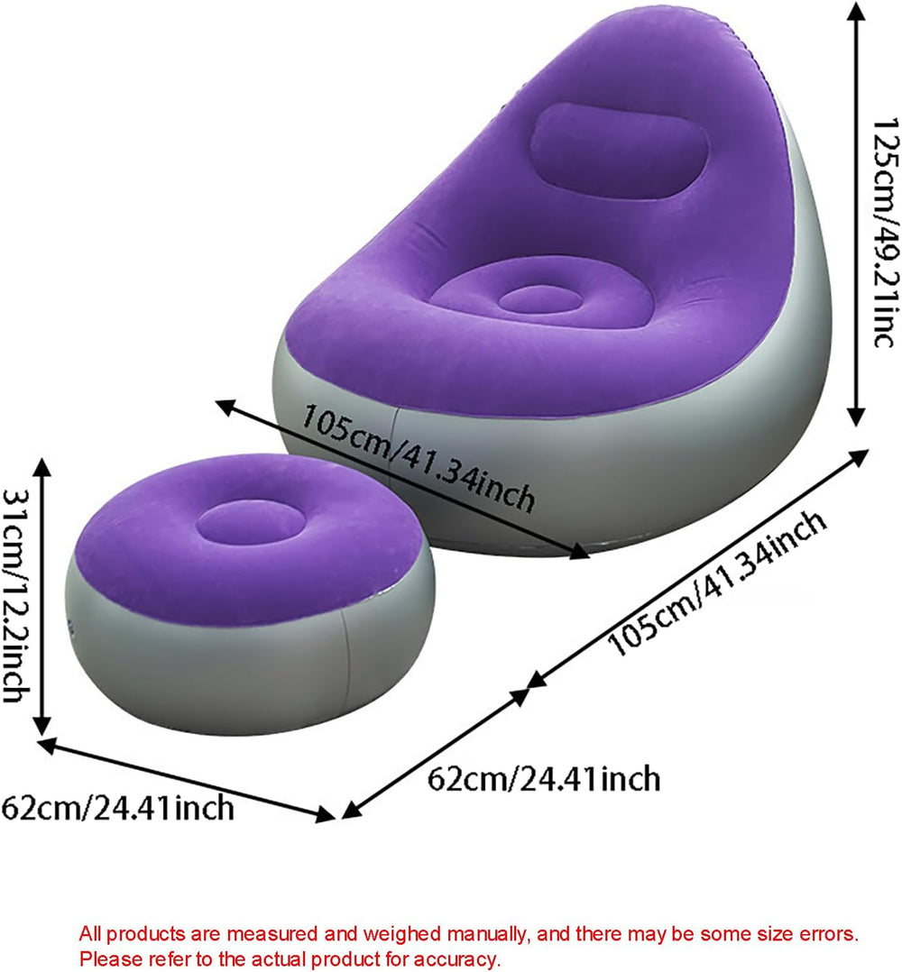 Plush Inflatable Sofa with Foot Pedals, Japanese Lazy Sofa, Thick Seat Cushio...